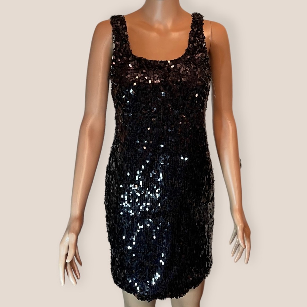 As U Wish Black Sequin Bodycon Cocktail Party Formal Dress Stretch Size M